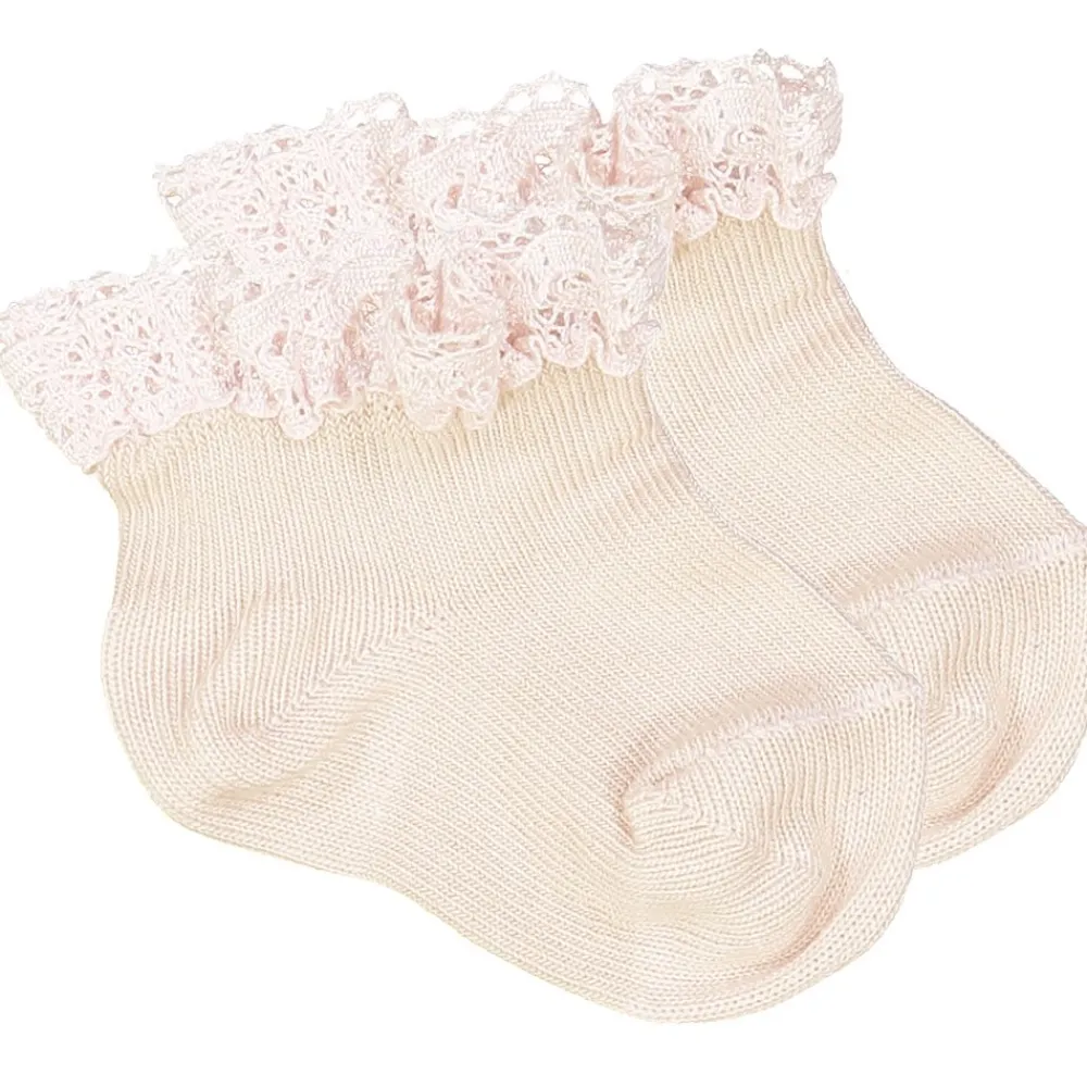 LOUIS LOUISE Collants & Chaussettes*Chaussettes Fleurette Coton Rose Pale