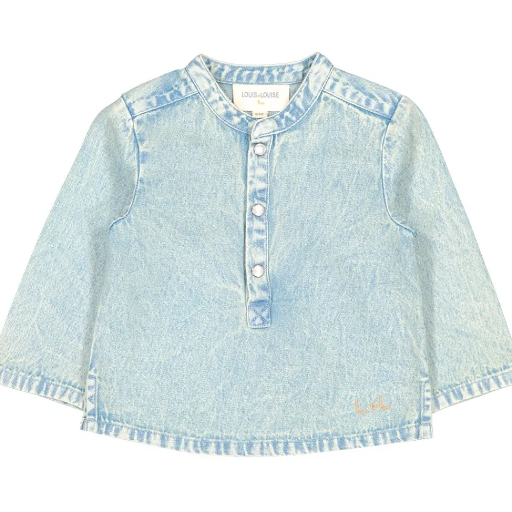 LOUIS LOUISE Chemises, Hauts Bébé Garçon*CHEMISE GRAND-PÈRE CHAMBRAY DÉLAVÉ